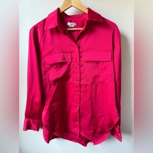 JASON WU Pink Satin Blouse Button‎ Down Shirt Oversized Old  Money Elegant S